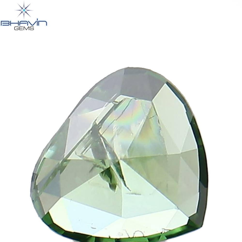0.24 CT ハート シェイプ ナチュラル ダイヤモンド グリーン カラー SI1 クラリティ (4.11 MM)
