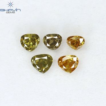 1.20 CT/5 Pcs Heart Shape Natural Diamond Mix Color SI Clarity (3.95 MM)