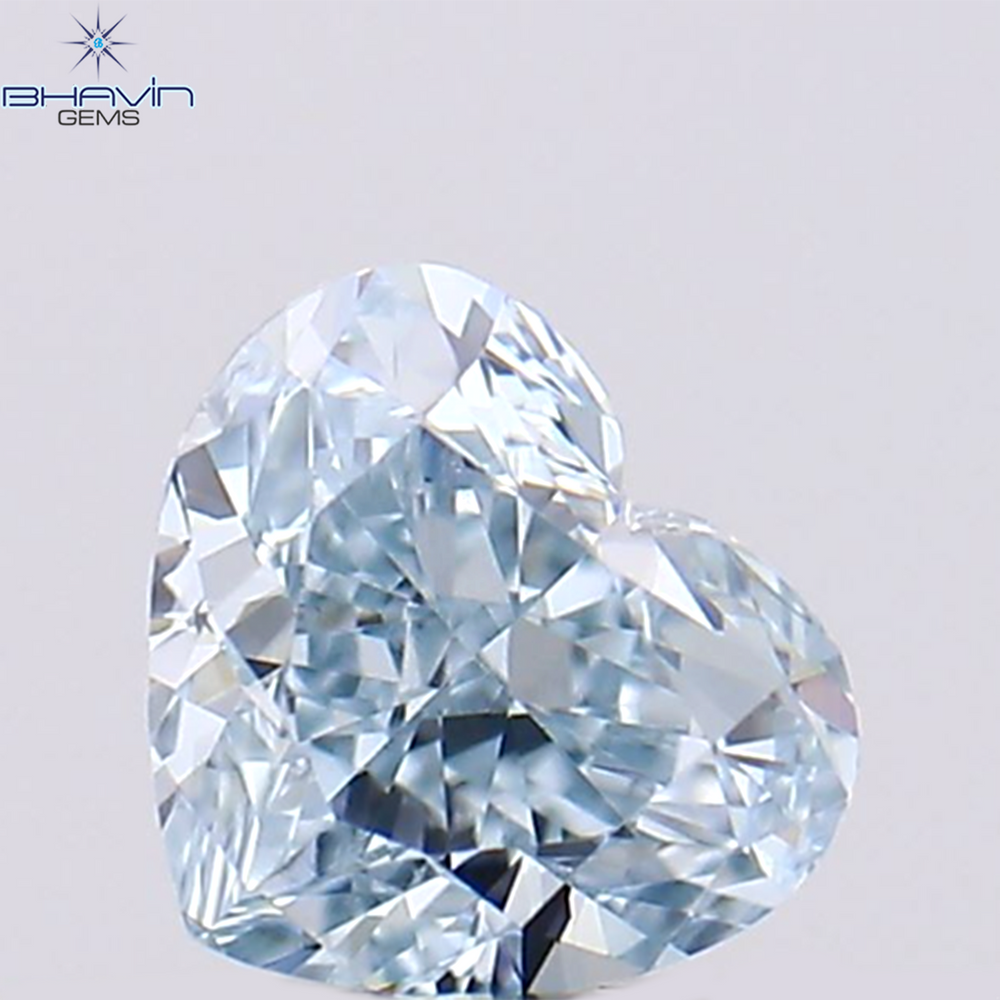 0.44 CT Heart Shape Natural Diamond Enhanced Greenish Blue Color VS1 Clarity (4.50 MM)