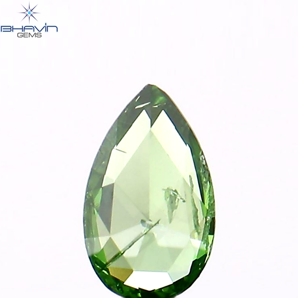 0.23 CT ペアシェイプ ナチュラル ダイヤモンド グリーン カラー I2 クラリティ (6.27 MM)