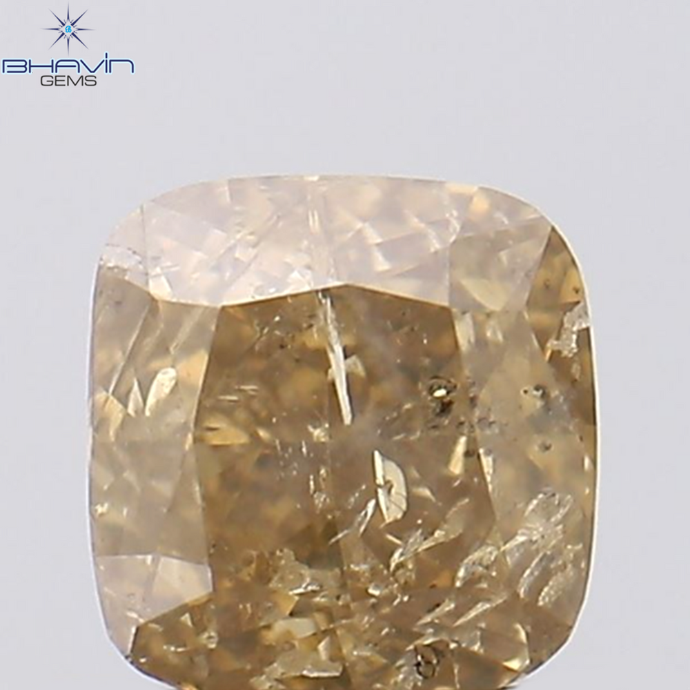 0.54 CT Cushion Shape Natural Diamond Brown Color I2 Clarity (4.48 MM)