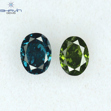 0.24 CT/2 Pcs Oval Shape Natural Diamond Mix Color SI1 Clarity (3.60 MM)