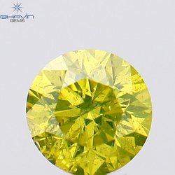 0.15 CT Round Shape Natural Diamond Green Yellow Color SI2 Clarity (3.33 MM)