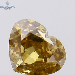 0.37 CT Heart Shape Natural Diamond Orange Yellow Color I1 Clarity (4.90 MM)