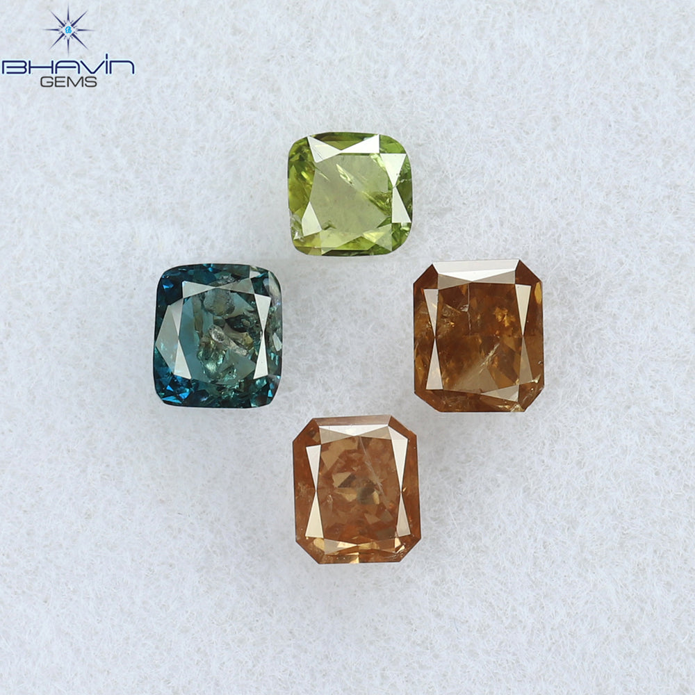 0.57 CT/4 Pcs Cushion Shape Natural Diamond Mix Color SI2 Clarity (3.44 MM)