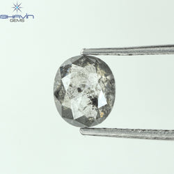 0.76 CT Oval Shape Natural Diamond Salt And Pepper Color I3 Clarity (5.72 MM)