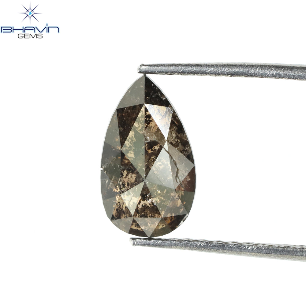 1.40 CT Pear Shape Natural Loose Diamond Salt And Pepper Color I3 Clarity (9.70 MM)