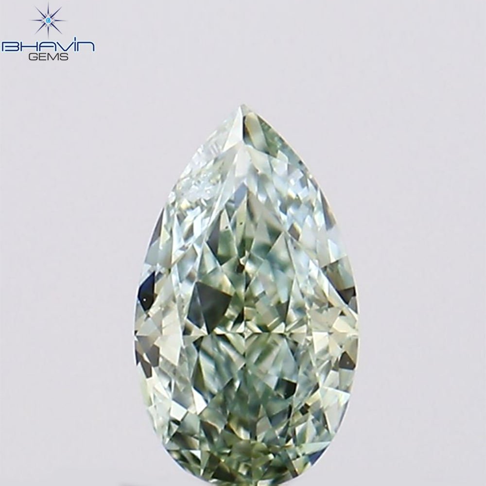 0.15 CT Pear Shape Natural Diamond Bluish Green Color VS2 Clarity (4.58 MM)