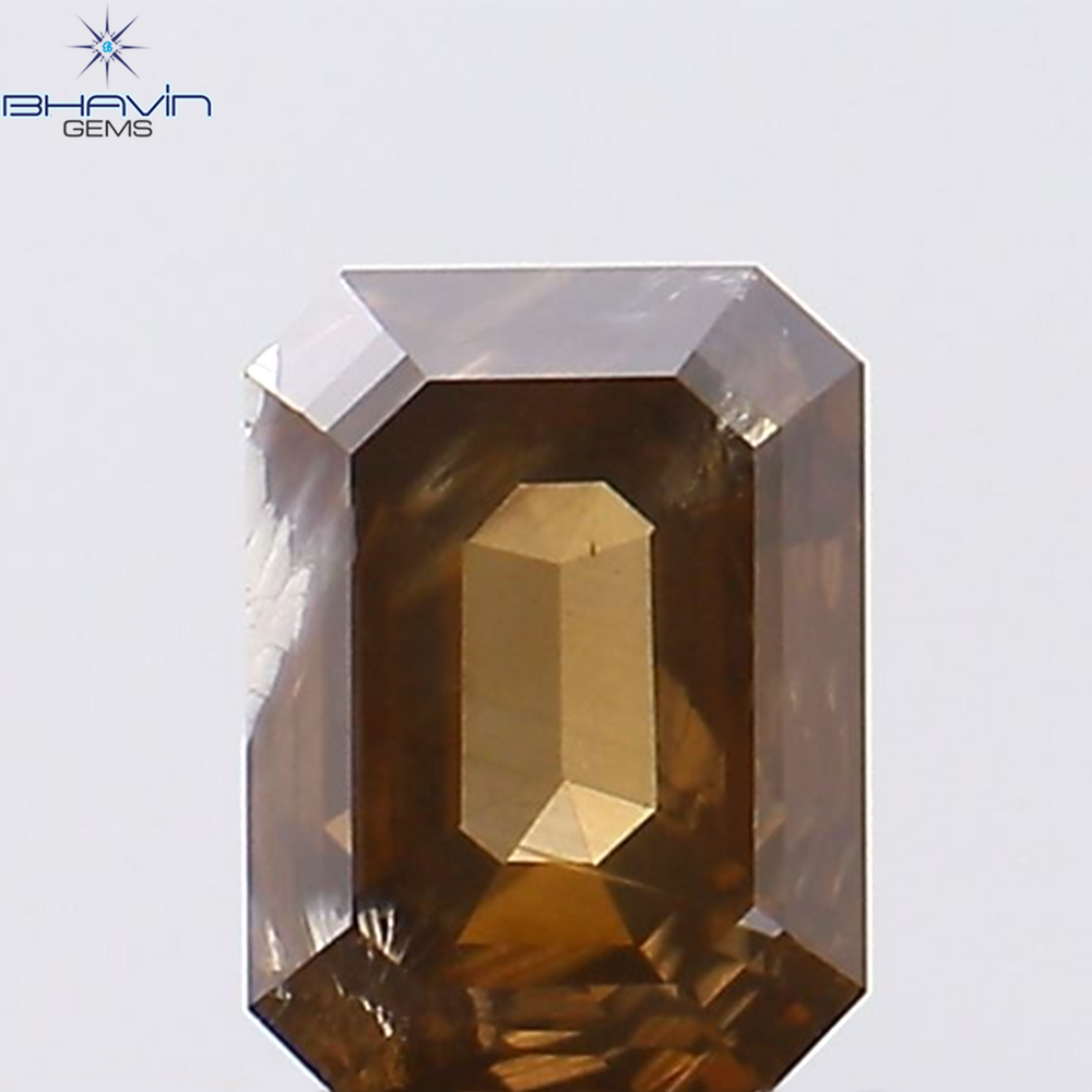 1.51 CT エメラルド シェイプ ナチュラル ダイヤモンド ブラウン カラー SI1 クラリティ (7.30 MM)
