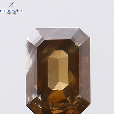 0.45 CT Emerald Shape Natural Diamond Brown Color I1 Clarity (4.65 MM)
