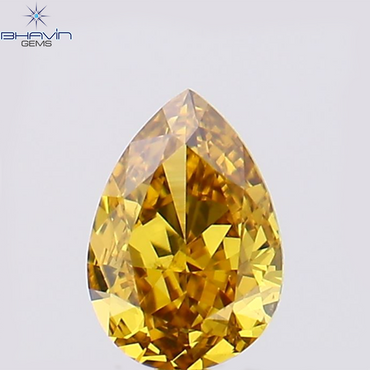 0.28 CT Pear Shape Natural Diamond Orange Color VS1 Clarity (4.98 MM)