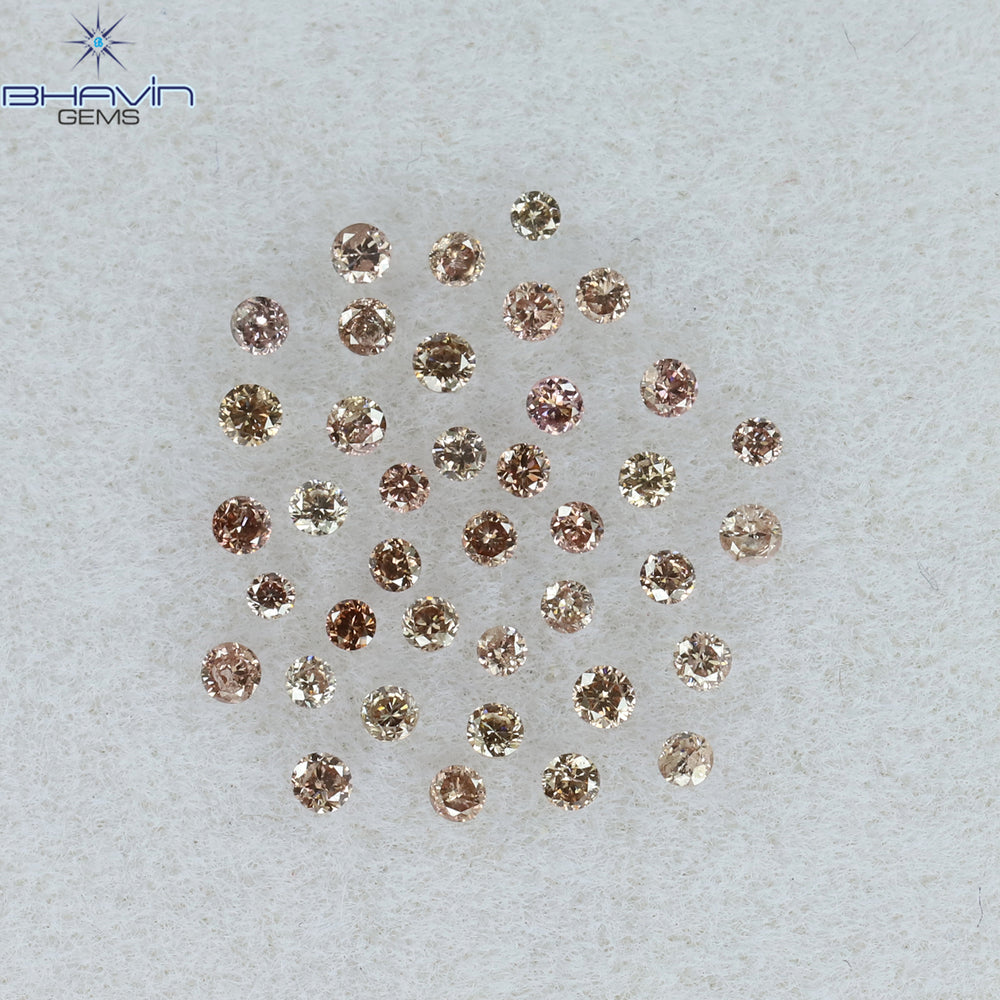 0.05 CT/5 ピース ラウンド シェイプ ナチュラル ルース ダイヤモンド ピンク カラー I1 クラリティ (0.05 MM)