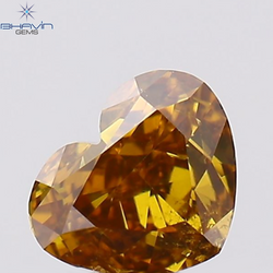 0.26 CT Heart Shape Natural Diamond Orange Color SI1 Clarity (3.50 MM)
