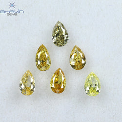 0.61 CT/6 Pcs Pear Shape Natural Diamond Mix Color VS2 Clarity (3.97 MM)