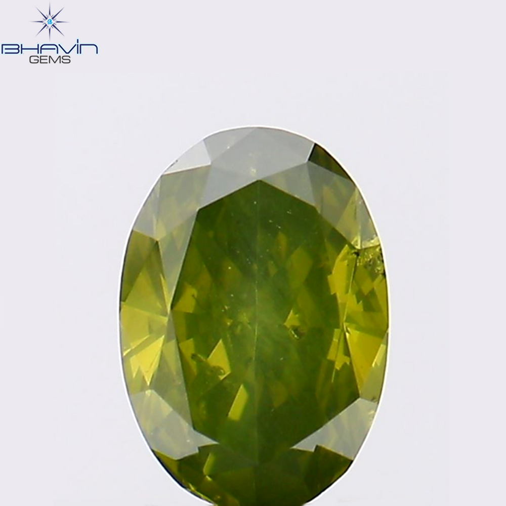 0.51 CT Oval Shape Natural Diamond Green Color SI1 Clarity (6.05 MM)