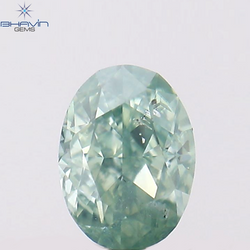 0.17 CT Oval Shape Natural Diamond Bluish Green Color SI1 Clarity (3.77 MM)