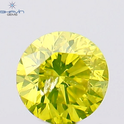 0.13 CT Round Shape Natural Diamond Green Yellow Color SI2 Clarity (3.19 MM)