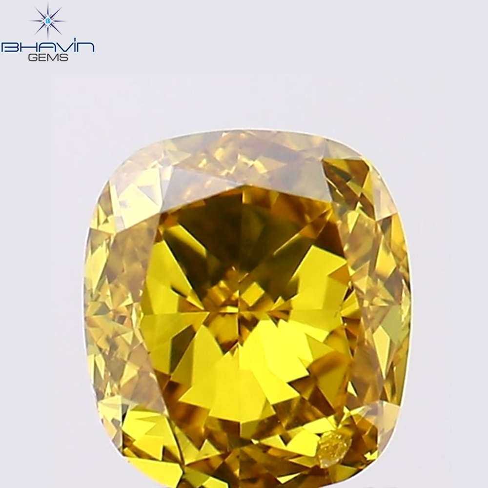 0.68 CT Cushion Shape Natural Diamond Enhanced Orange Color VS2 Clarity (5.21 MM)
