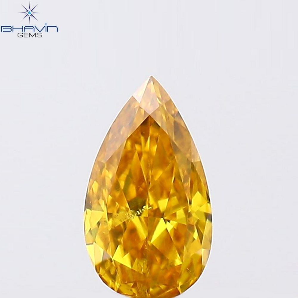 0.20 CT Pear Shape Natural Diamond Orange Color SI2 Clarity (5.22 MM)