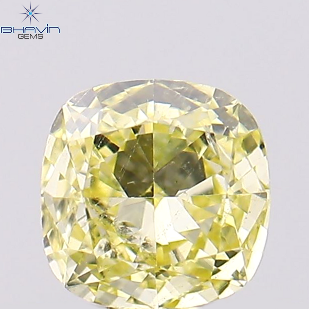 0.36 CT Cushion Shape Natural Loose Diamond Yellow Color SI1 Clarity (4.22 MM)