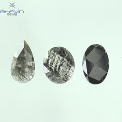 0.97 CT/3 Pcs Mix Slice Shape Natural Diamond  Salt And Pepper Color I3 Clarity (7.50 MM)