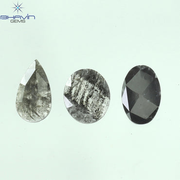 0.97 CT/3 Pcs Mix Slice Shape Natural Diamond  Salt And Pepper Color I3 Clarity (7.50 MM)