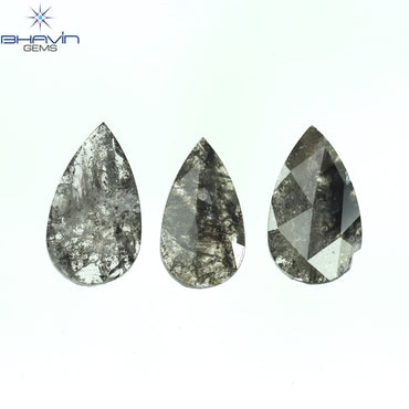 0.99 CT/3 Pcs Pear Slice Shape Natural Diamond Salt And Pepper Color I3 Clarity (8.12 MM)