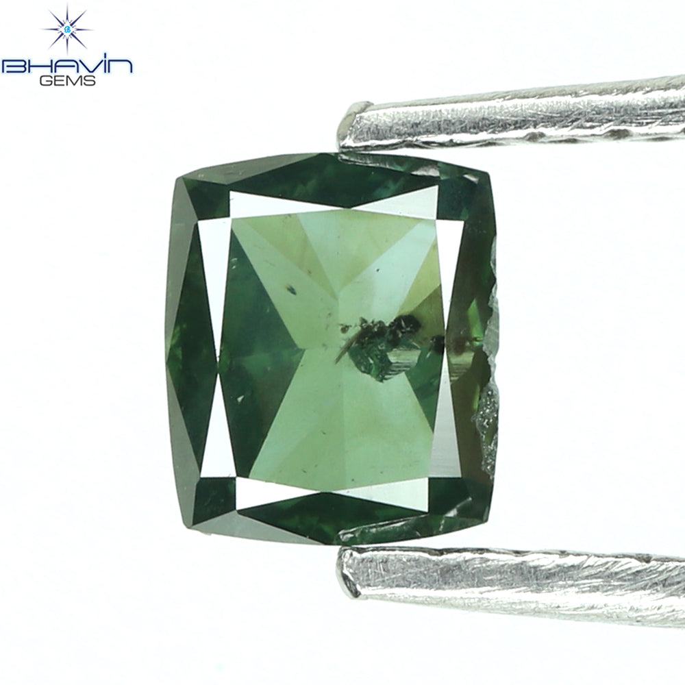 0.28 CT Cushion Shape Enhanced Bluish Green Color Natural Diamond I1 Clarity (4.22 MM)