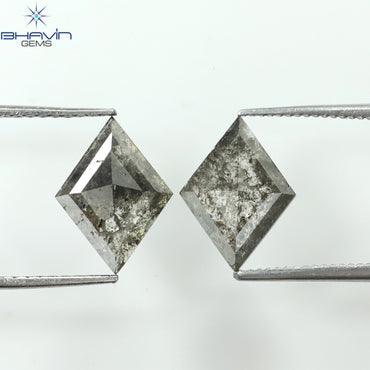 2.35 CT/2 Pcs Kite Diamond Natural Loose Diamond Salt And Pepper Color I3 Clarity (11.38 MM)