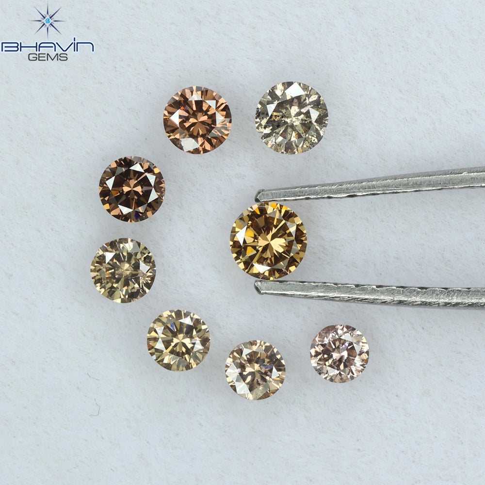 0.05 CT/5 ピース ラウンド シェイプ ナチュラル ルース ダイヤモンド ピンク カラー I1 クラリティ (0.05 MM)