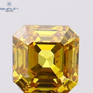 0.45 CT Asscher Shape Natural Diamond Orange Color SI1 Clarity (4.08 MM)