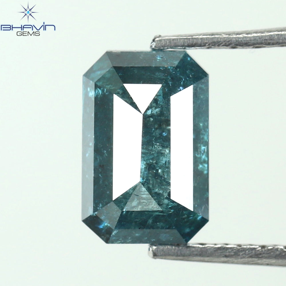 1.11 CT Emerald Shape Natural Diamond Blue Color I3 Clarity (7.07 MM)