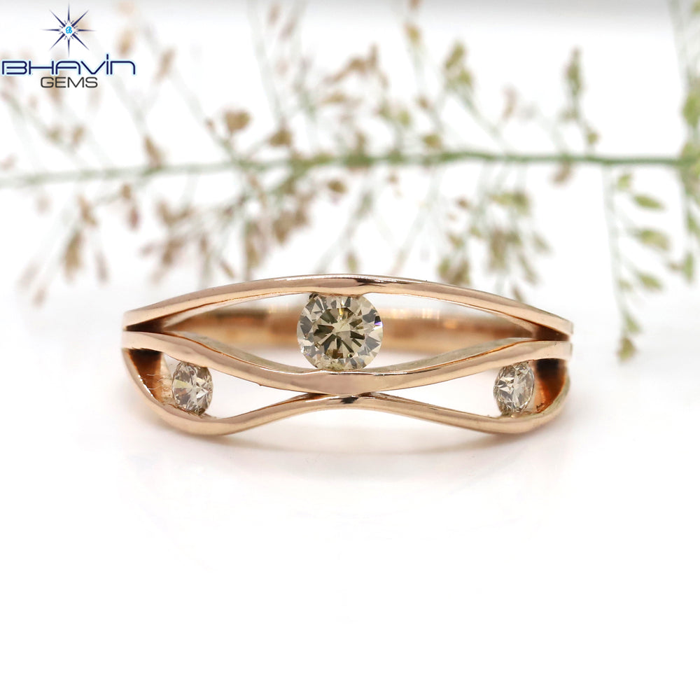 Round Diamond Brown Diamond Natural Diamond Ring Gold Ring Engagement Ring
