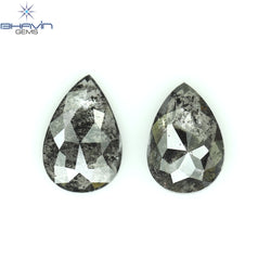 0.57 CT/2 Pcs Pear Shape Natural Loose Diamond Salt And Pepper Color I3 Clarity (5.63 MM)