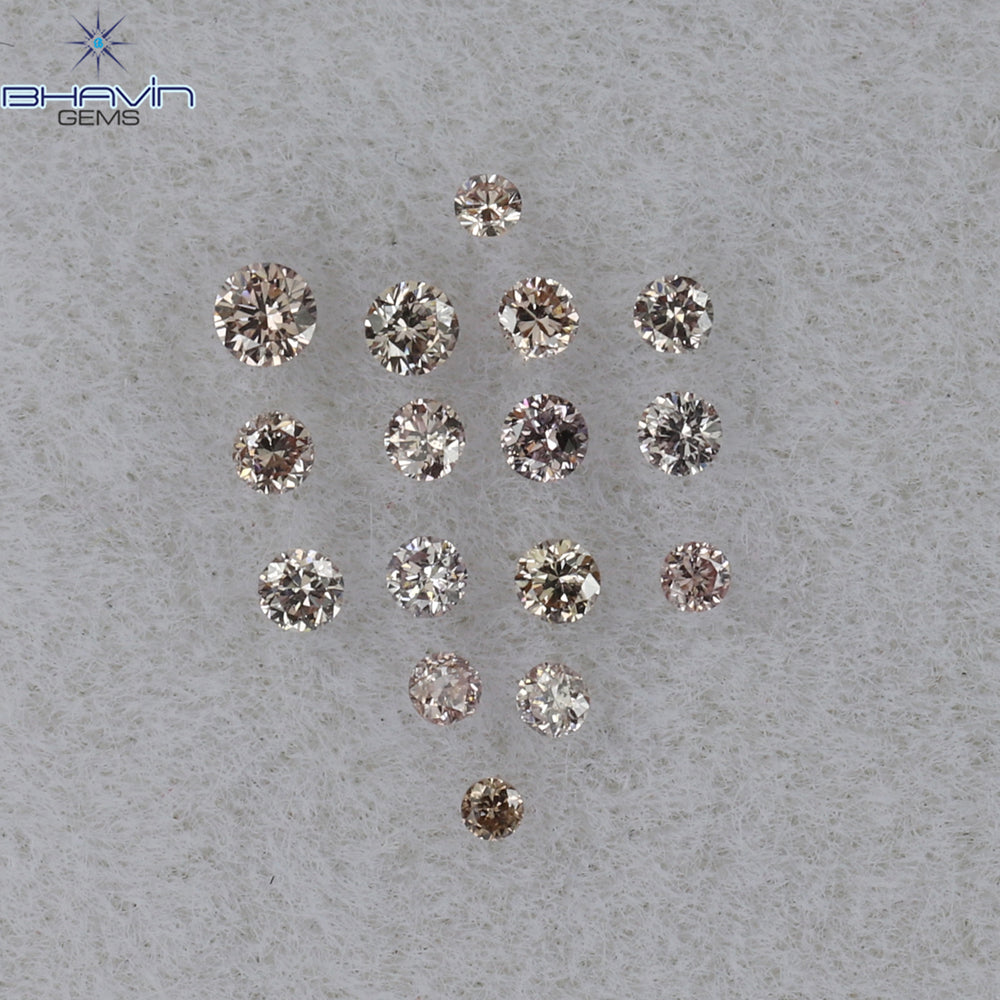 0.05 CT/5 ピース ラウンド シェイプ ナチュラル ルース ダイヤモンド ピンク カラー I1 クラリティ (0.05 MM)