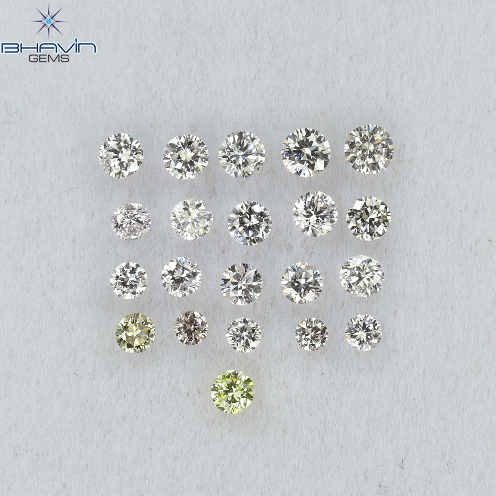 0.62 CT/21 Pcs Round Shape Natural Loose Diamond Pink Color VS2 Clarity (2.30 MM)