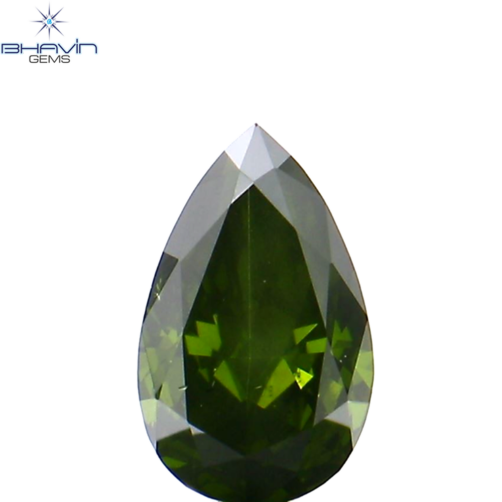 0.21 CT Pear Shape Natural Diamond Enhanced Green Color VS2 Clarity (4.97 MM)