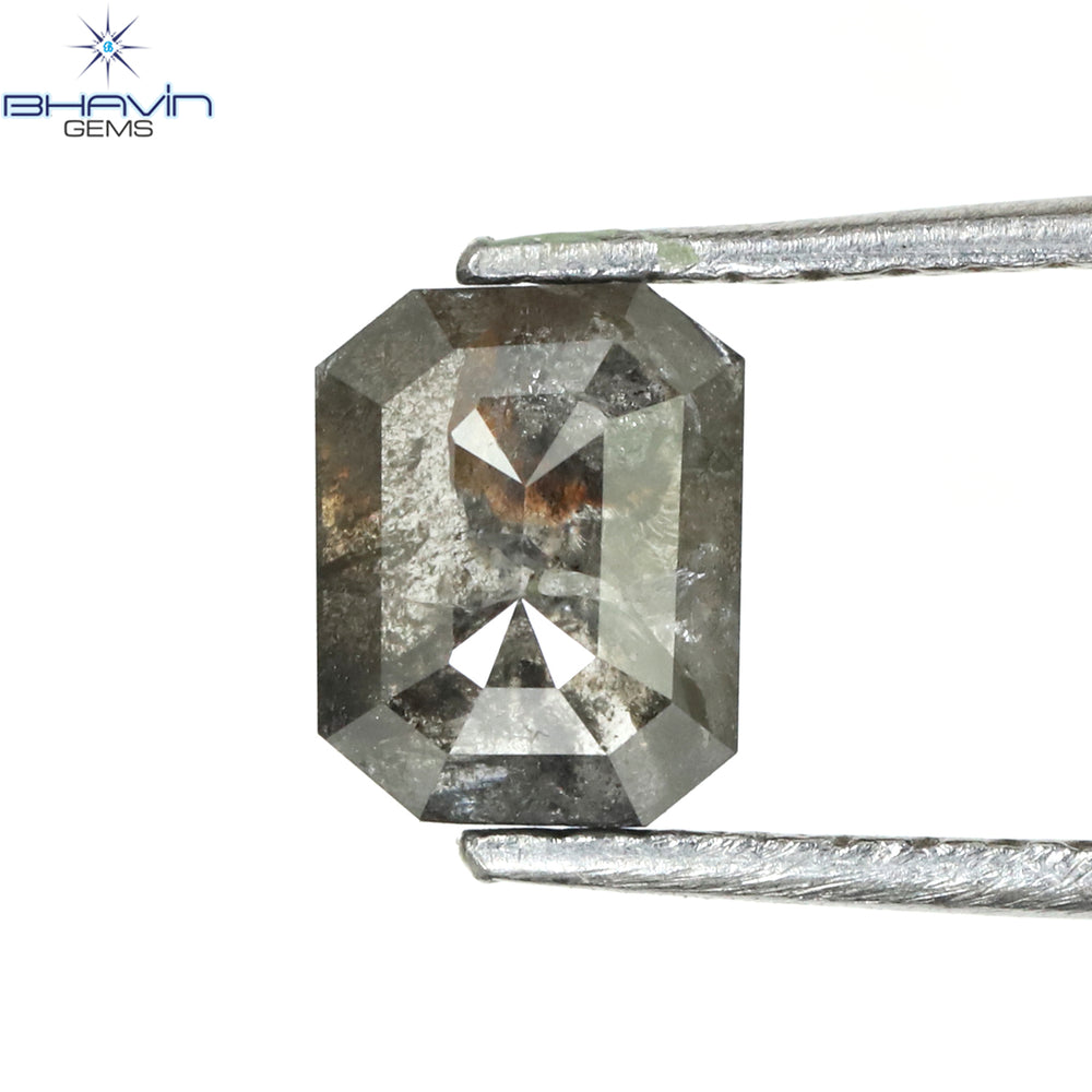 1.00 CT アッシャー シェイプ ナチュラル ダイヤモンド ソルト アンド ペッパー カラー I3 クラリティ (5.72 MM)