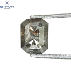 0.83 CT Emerald Shape Natural Diamond Salt And Pepper Color I3 Clarity (5.97 MM)