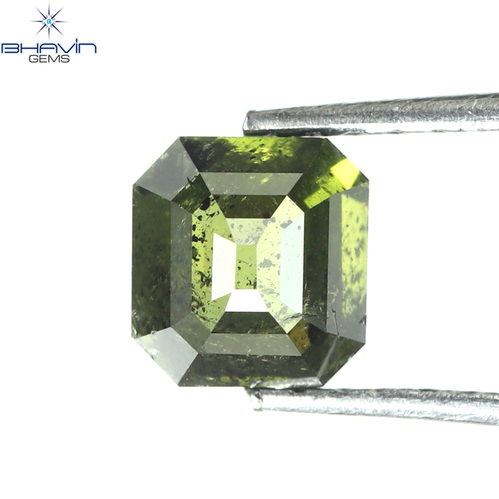 1.03 CT エメラルド シェイプ ナチュラル ダイヤモンド 強化グリーン カラー I2 クラリティ (5.30 MM)