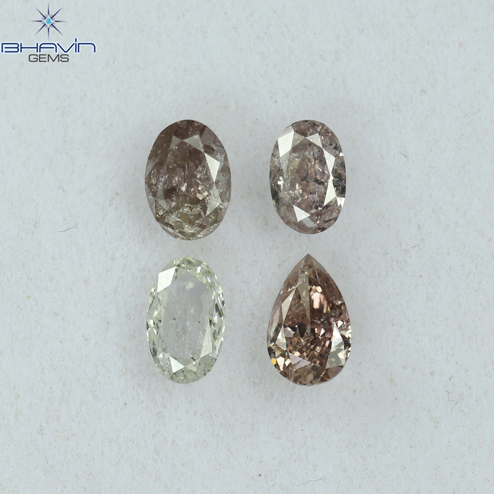 0.67 CT/4 Pcs Mix Shape Natural Diamond Pink Color I1 Clarity (3.90 MM)