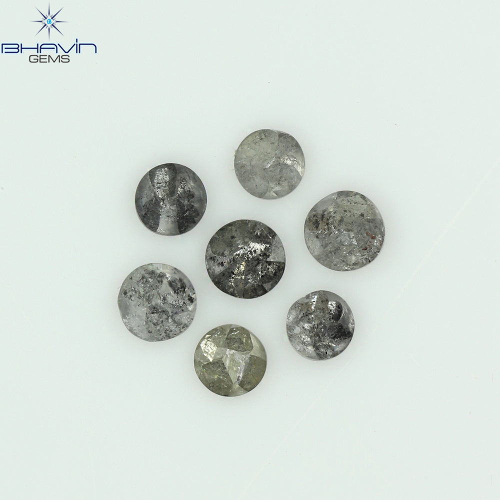 0.46 CT/7 Pcs Uncut Shape Salt And Pepper Natural Loose Diamond I3 Clarity (2.50 MM)
