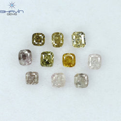 1.97 CT/10 Pcs Cushion Shape Natural Diamond Mix Color I1 Clarity (3.65 MM)