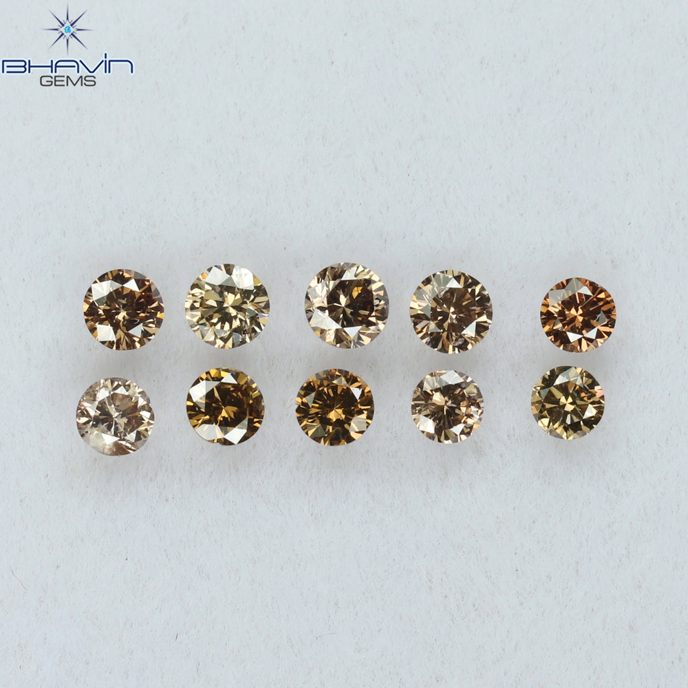0.32 CT/10 Pcs Round Shape Natural Loose Diamond Brown Pink (Argyle) Color VS-SI Clarity (2.00 MM)