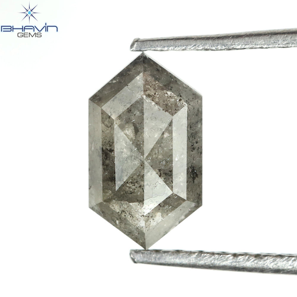 0.72 CT Hexagon Shape Natural Loose Diamond Salt And Pepper Color I3 Clarity (7.84 MM)