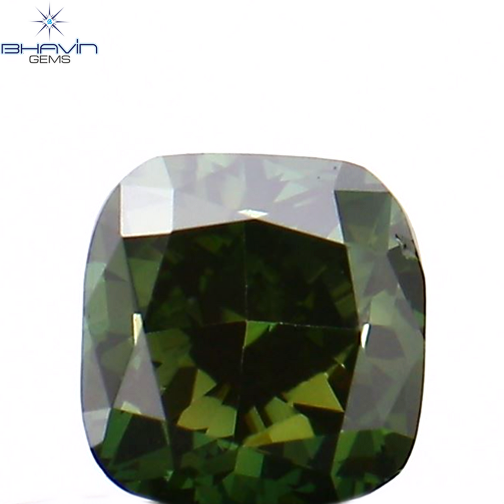 0.23 CT Cushion Shape Natural Loose Diamond Enhanced Green Color VS1 Clarity (3.40 MM)