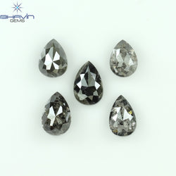1.37 CT/5 PCS Pear Shape Natural Diamond Salt And Pepper Color I3 Clarity (5.15 MM)