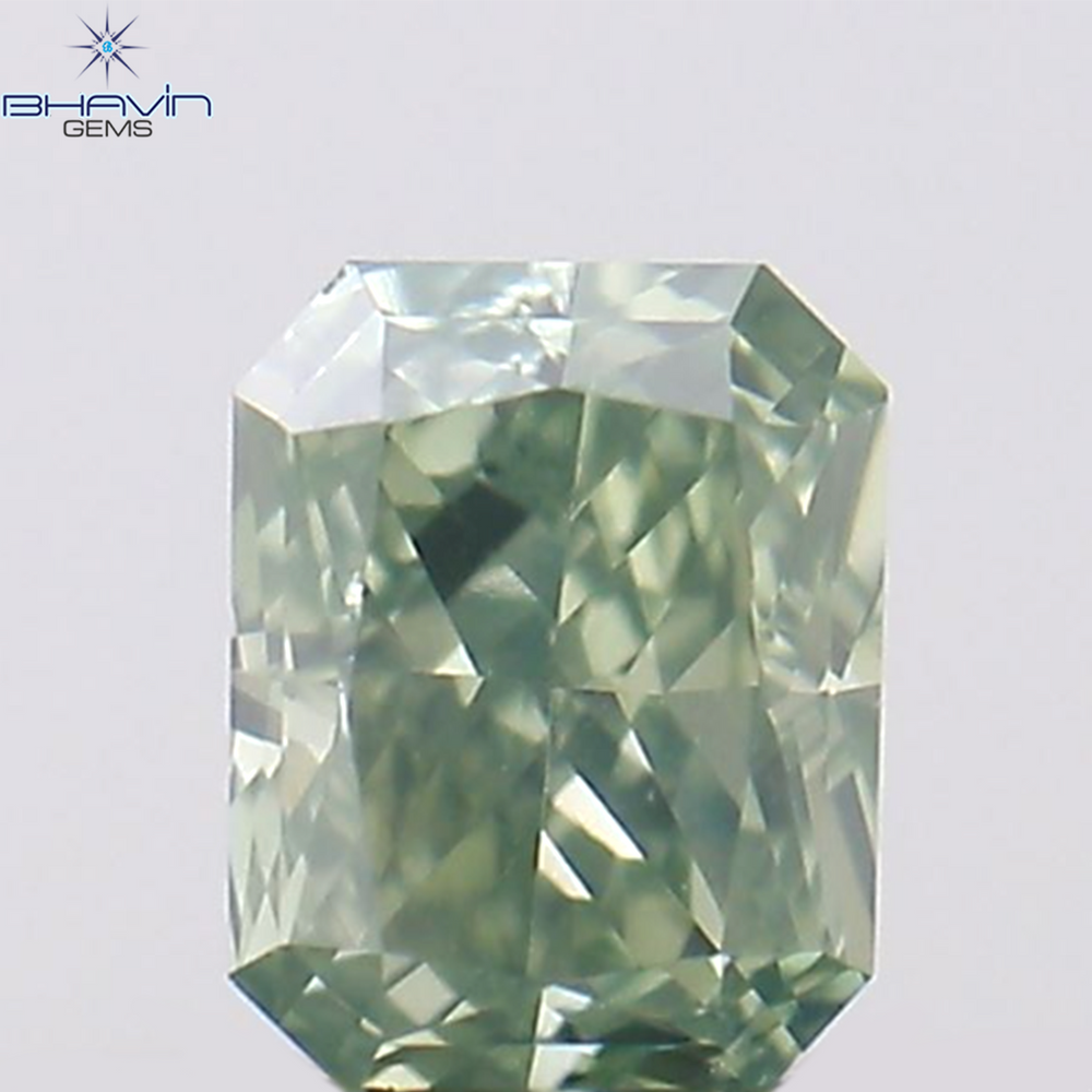 0.10 CT Radiant Shape Natural Diamond Bluish Green Color VS2 Clarity (2.93 MM)
