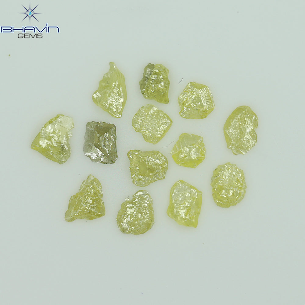 0.60 CT/13 PCS Rough Shape Enhanced Yellow Color Natural Diamond I3 Clarity (3.40 MM)
