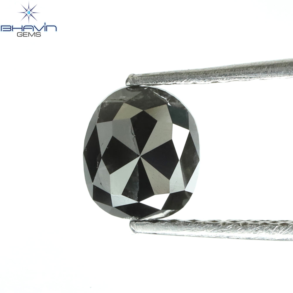0.77 CT Oval Shape Natural Diamond Black Color I3 Clarity (5.95 MM)
